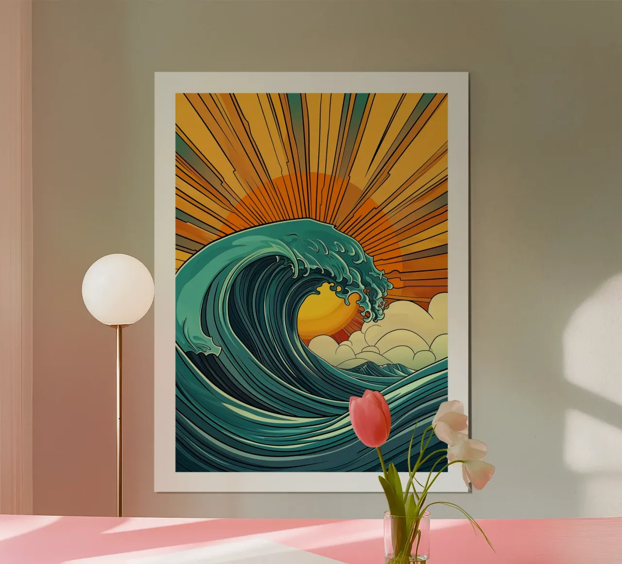 Ozeanische Welle in der Abenddämmerung Poster von DWA