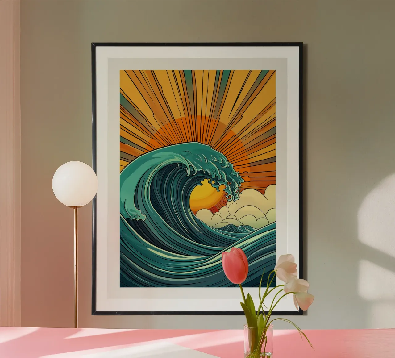 Ozeanische Welle in der Abenddämmerung Poster von DWA