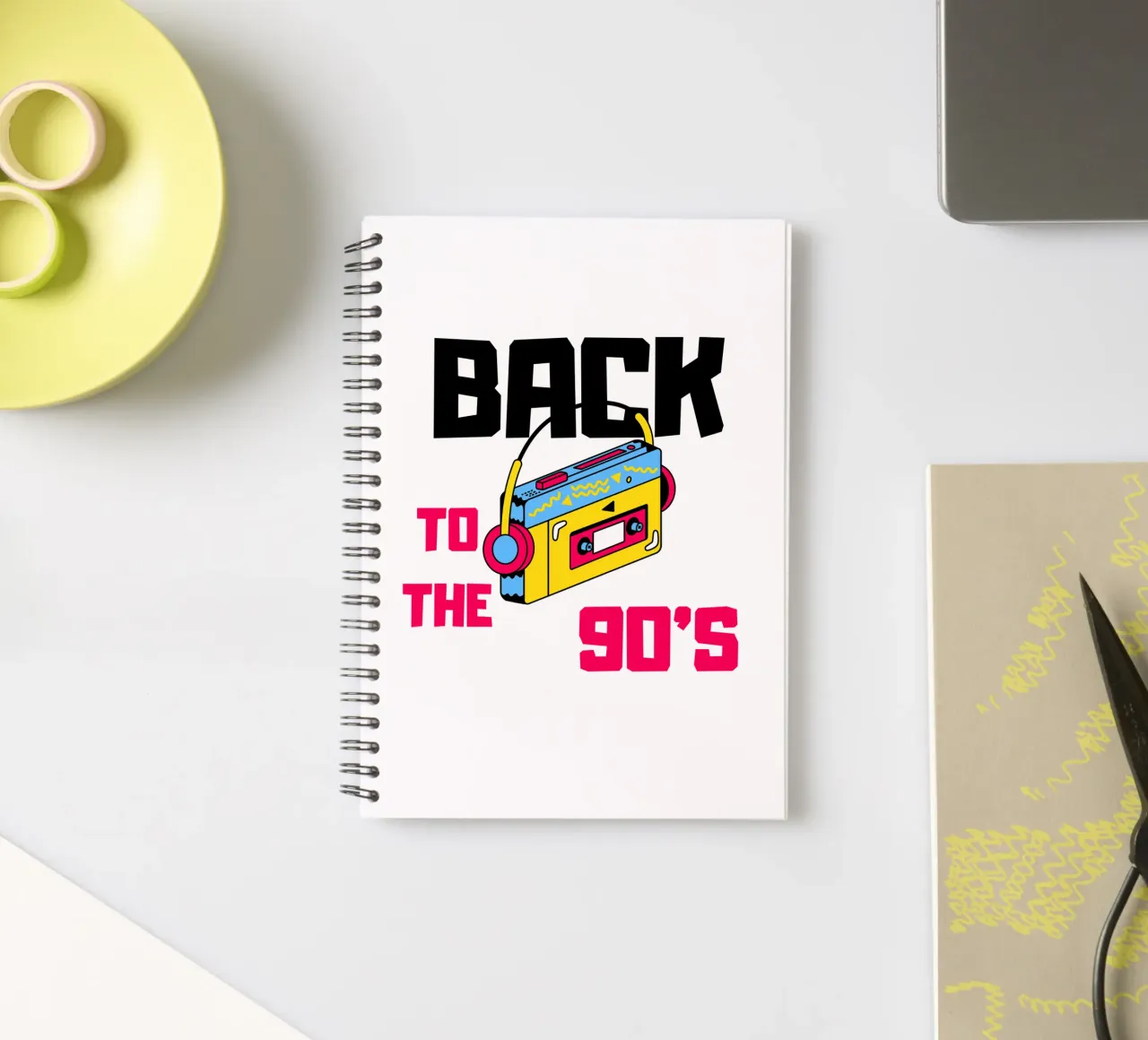 Back to the 90s with a cassette recorder spiral notebook by ArtDesign by KBK