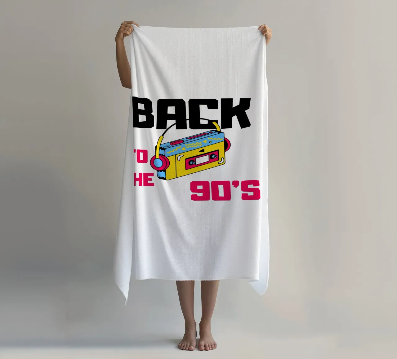 Back to the 90s with a cassette recorder beach towel by ArtDesign by KBK