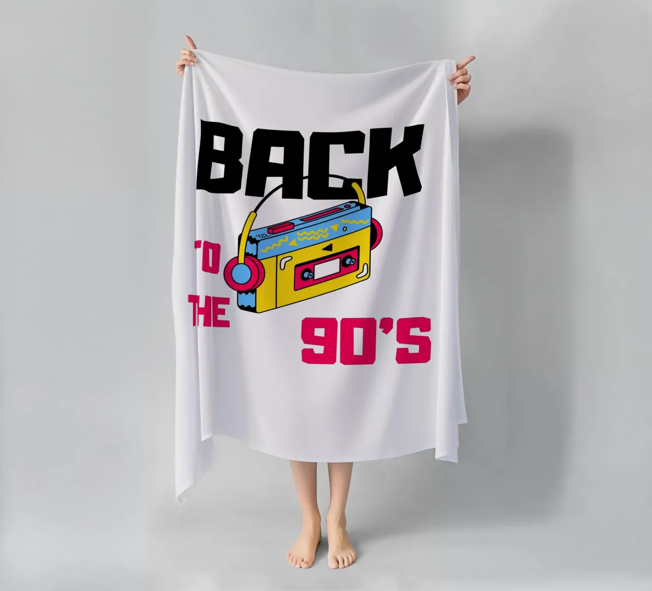 Back to the 90s with a cassette recorder beach towel by ArtDesign by KBK