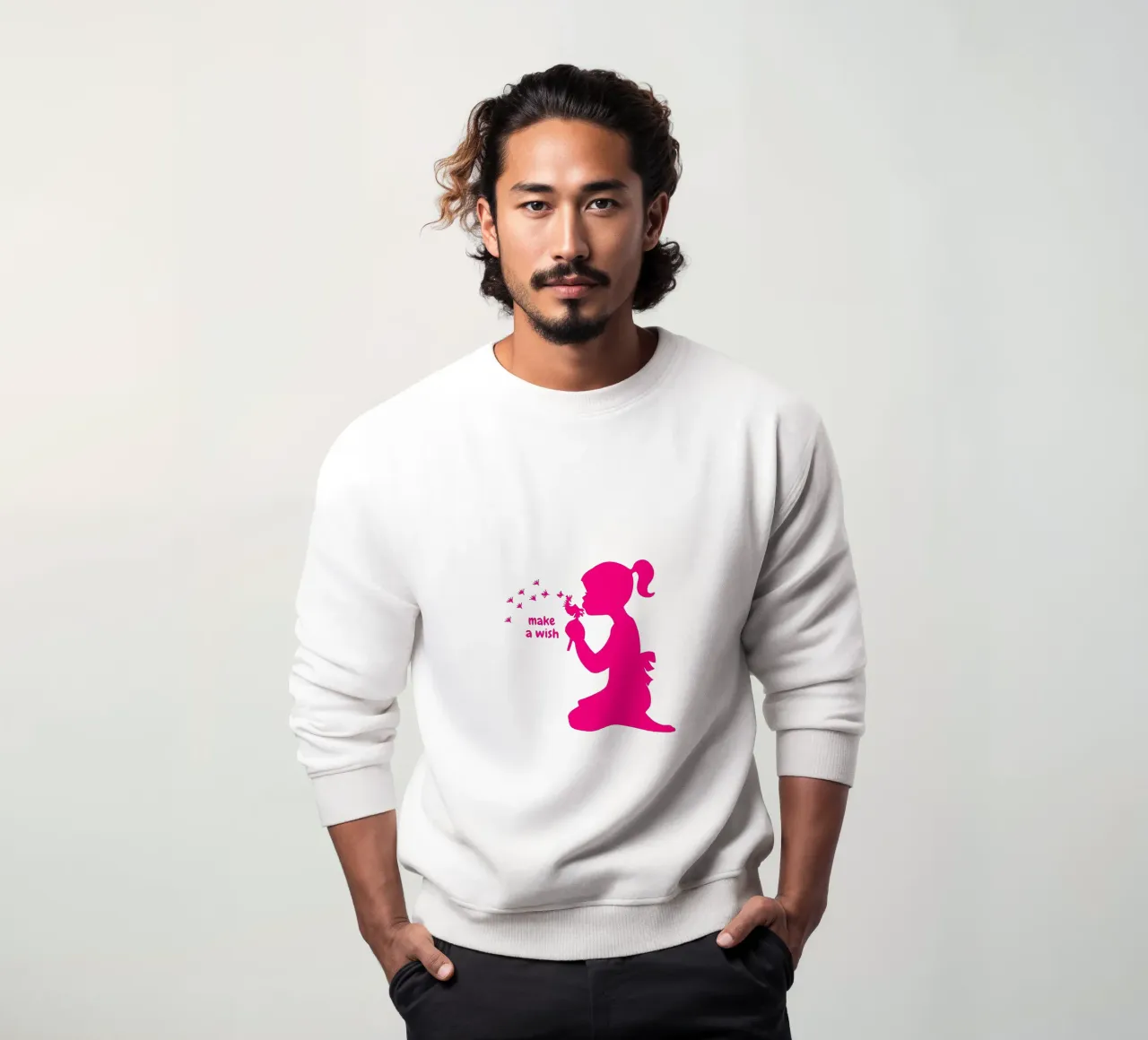 Make a wish - Mädchen mit Pusteblume in pink Sweatshirt von ArtDesign by KBK