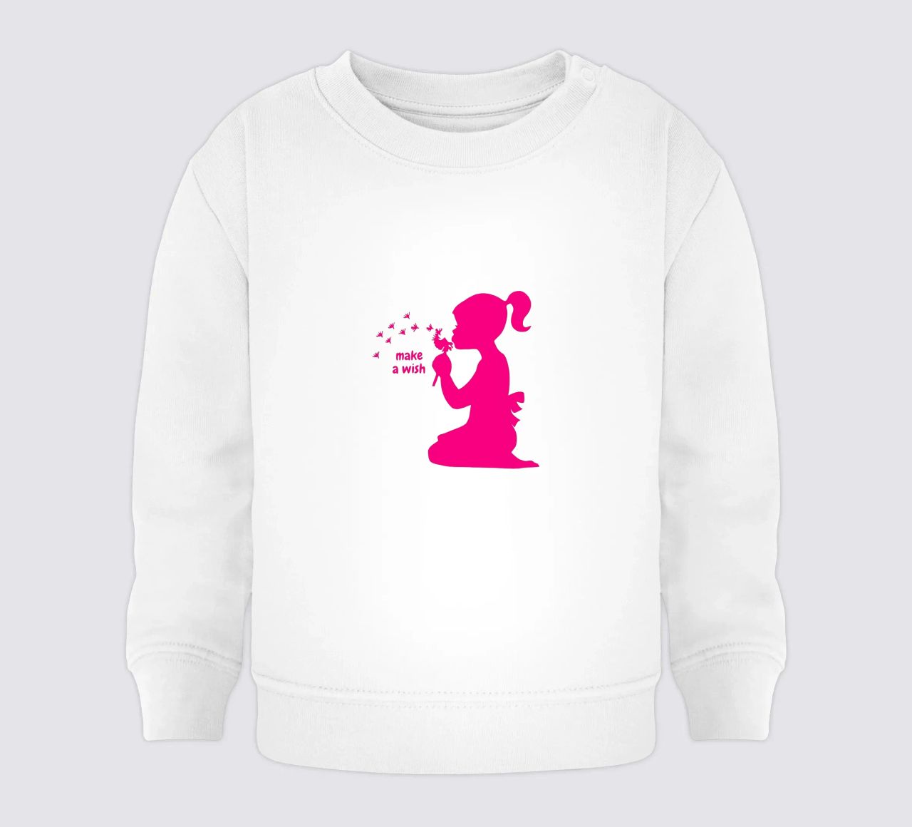 Esprimi un desiderio - Ragazza con dente di leone in rosa felpa neonato da ArtDesign by KBK