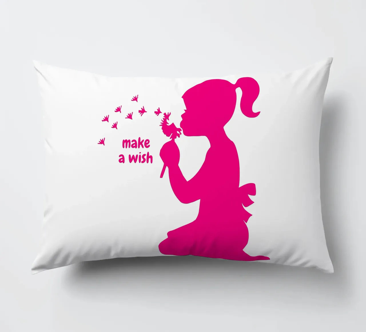 Esprimi un desiderio - Ragazza con dente di leone in rosa cuscino da ArtDesign by KBK