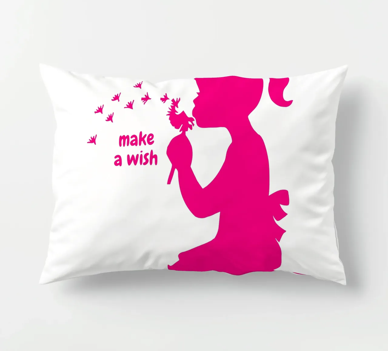 Esprimi un desiderio - Ragazza con dente di leone in rosa cuscino da ArtDesign by KBK
