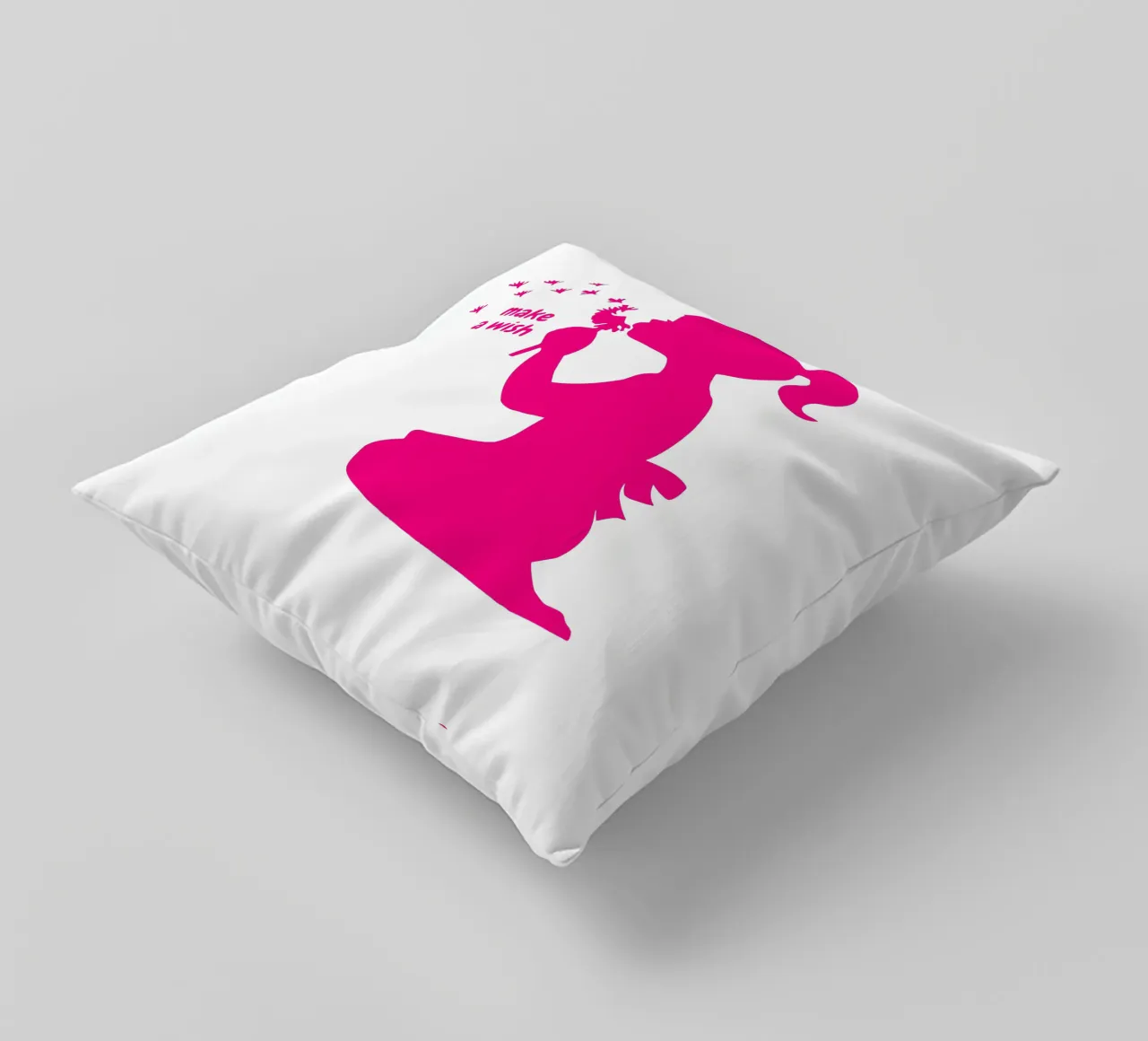 Esprimi un desiderio - Ragazza con dente di leone in rosa cuscino da ArtDesign by KBK