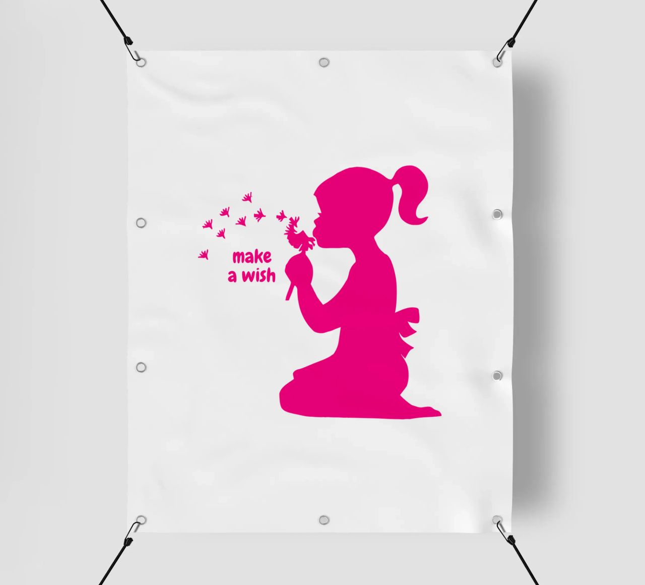 Esprimi un desiderio - Ragazza con dente di leone in rosa telo in pvc da ArtDesign by KBK