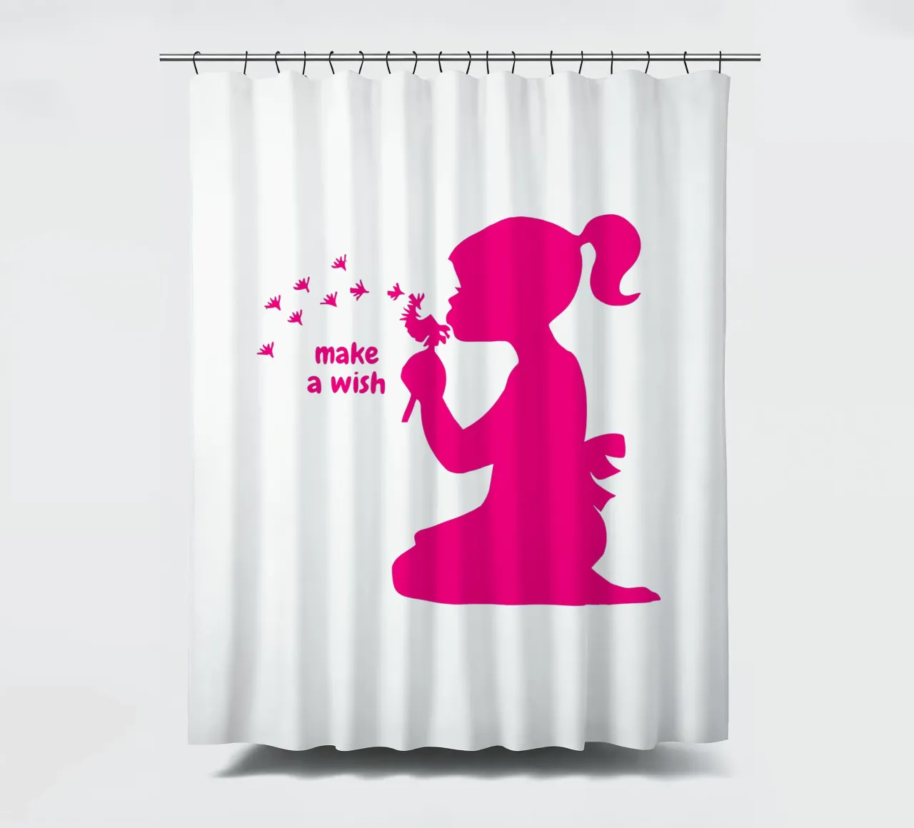 Esprimi un desiderio - Ragazza con dente di leone in rosa tenda da doccia da ArtDesign by KBK
