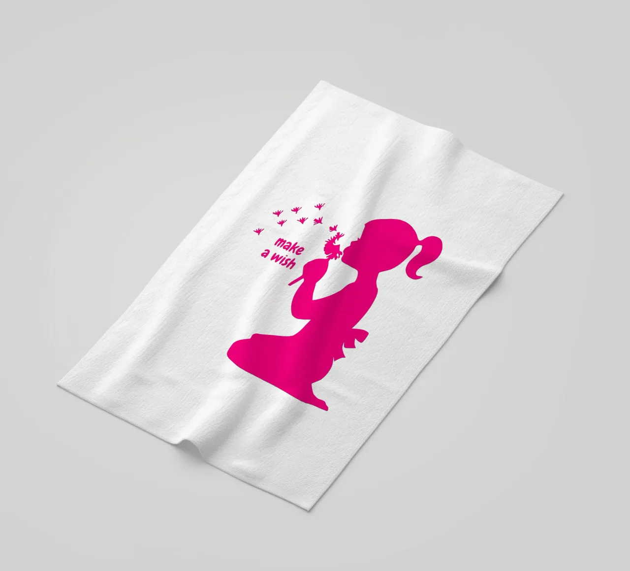 Esprimi un desiderio - Ragazza con dente di leone in rosa telo mare da ArtDesign by KBK