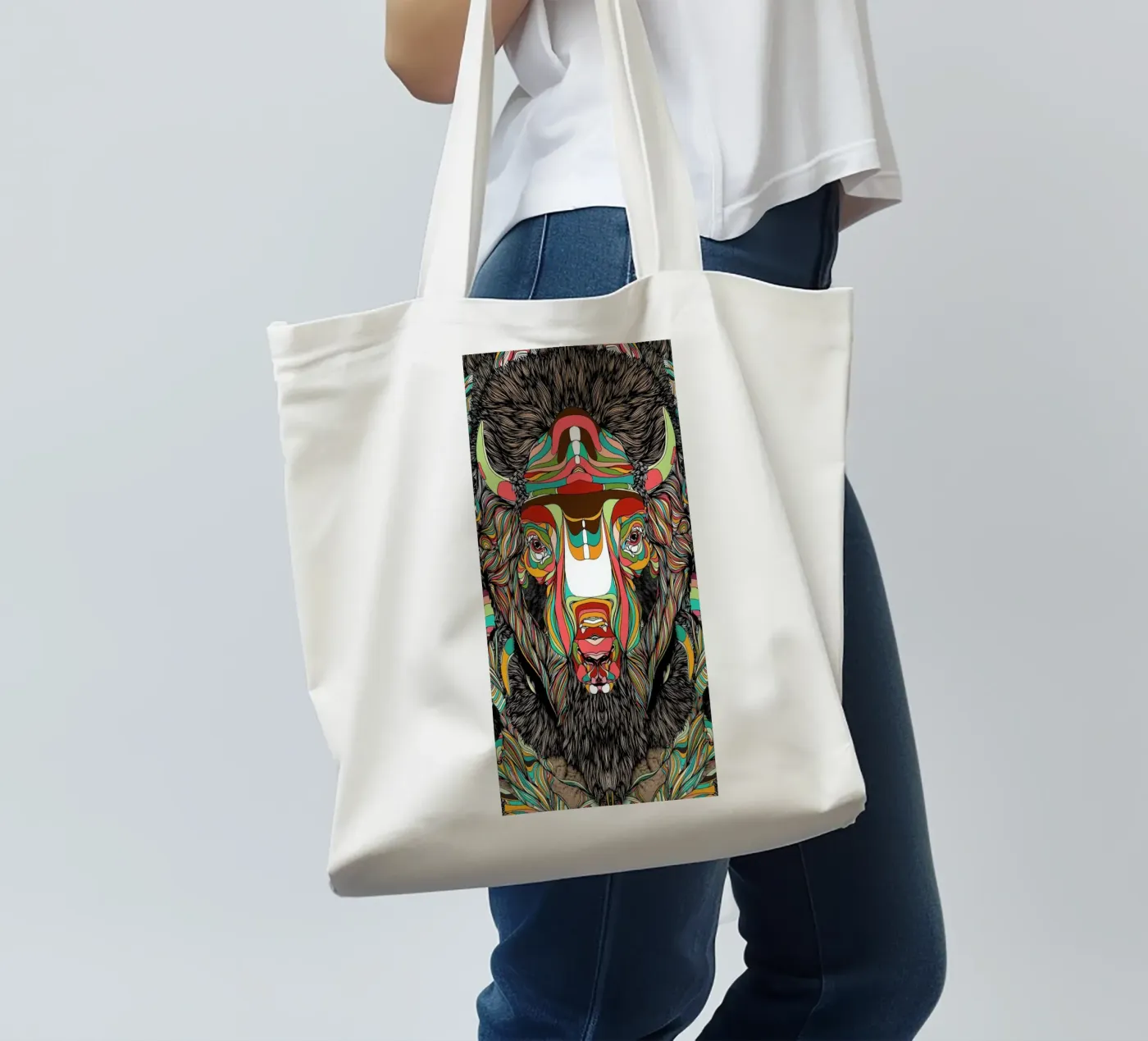 Bison tote bag by Danny Ivan