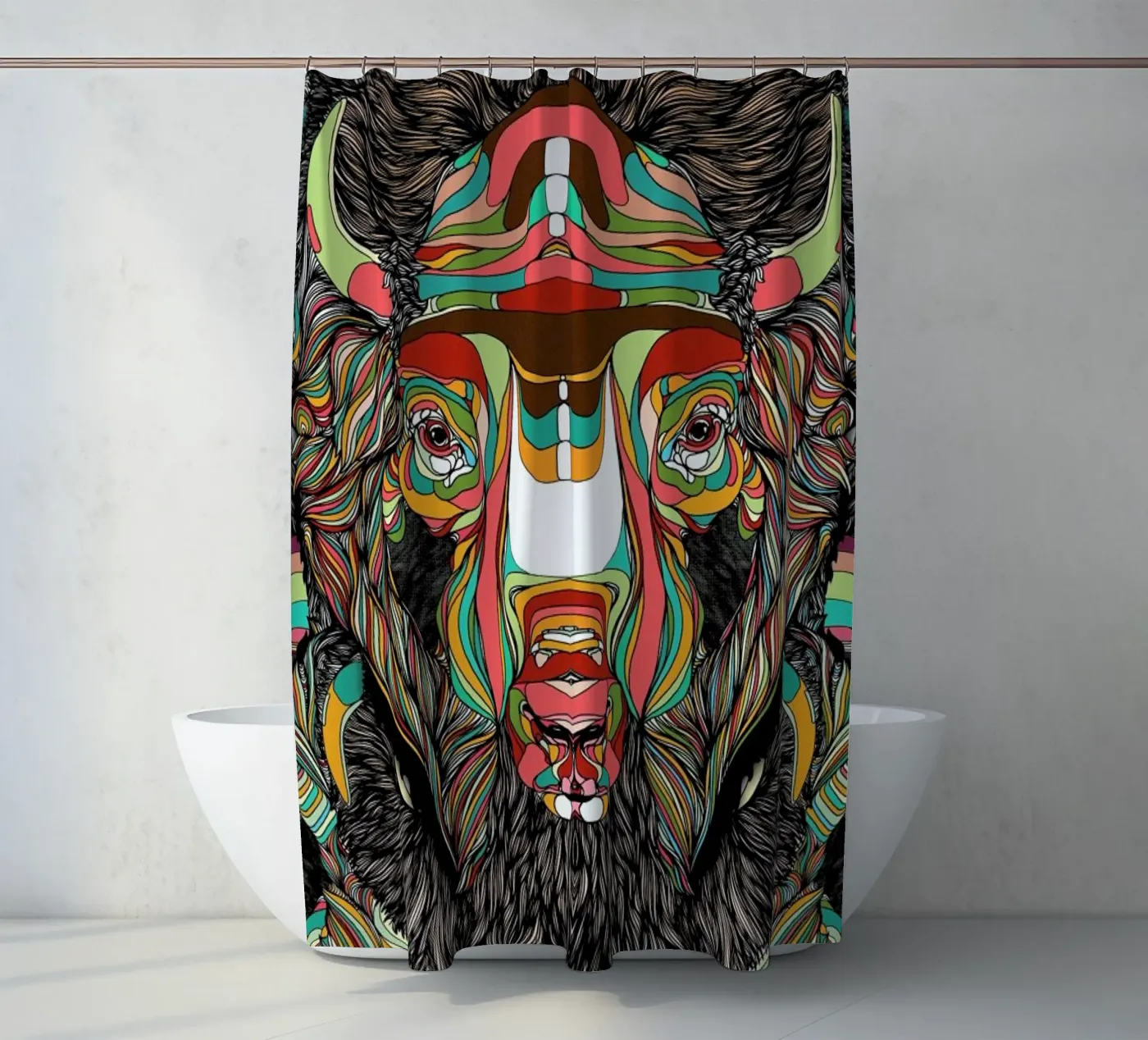 Bison Duschvorhang von Danny Ivan