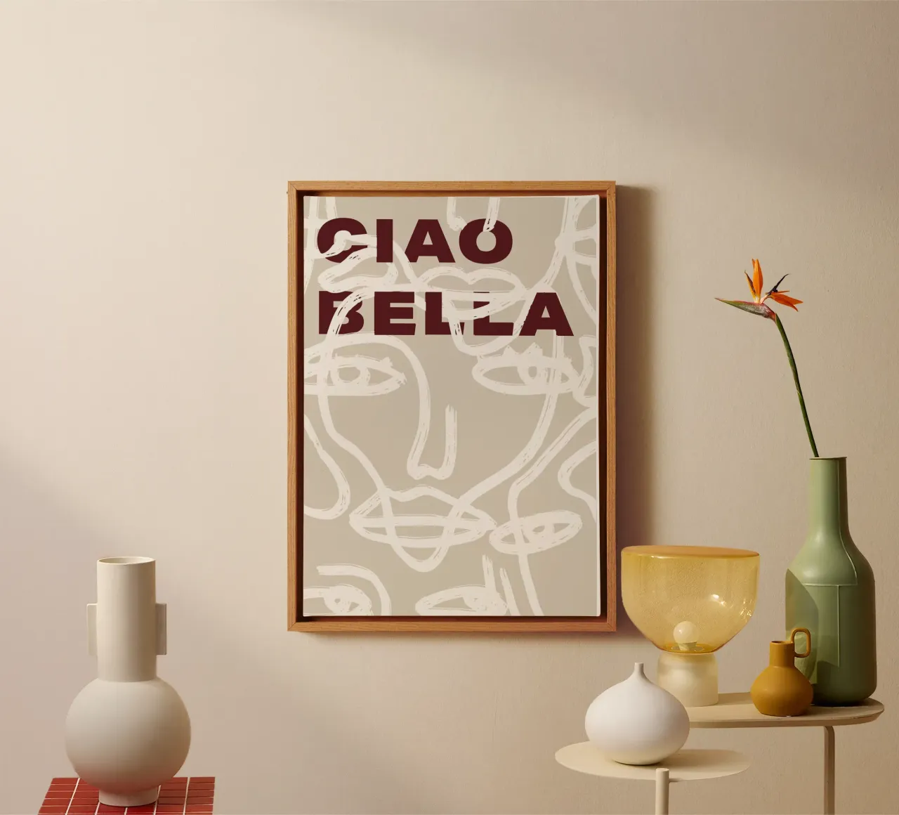 Ciao Bella - Faces Turn White tela con Cornice a cassetta da ni-ja artboutique