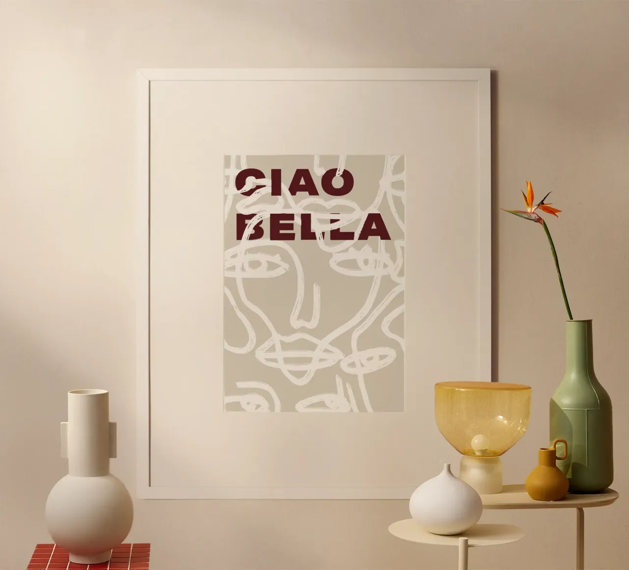 Ciao Bella - Faces Turn White poster da ni-ja artboutique