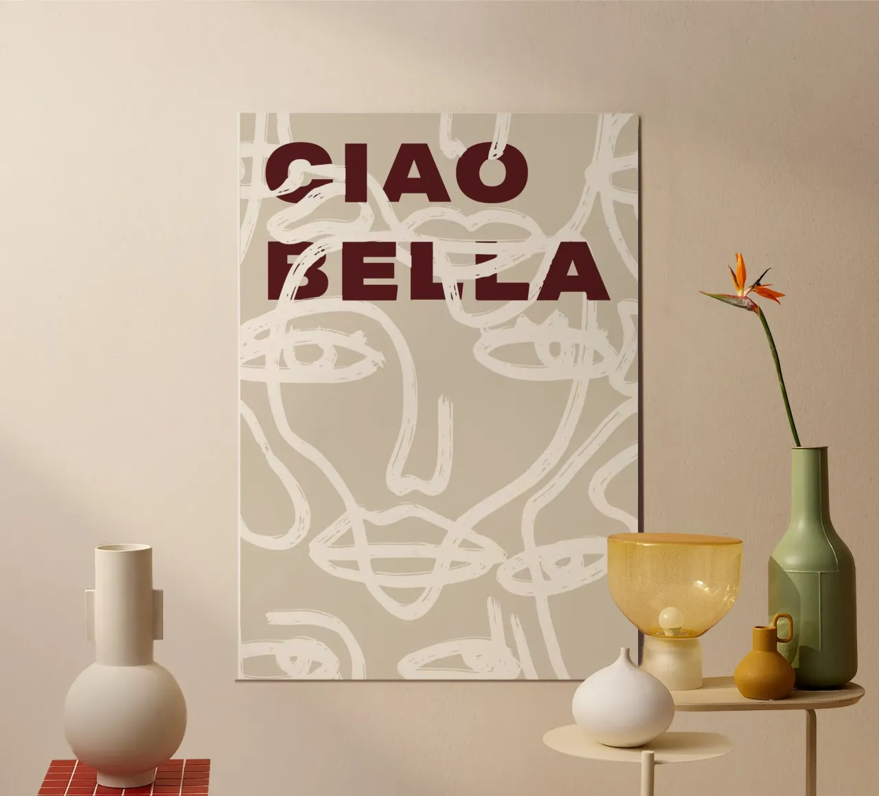 Ciao Bella - Faces Turn White poster da ni-ja artboutique