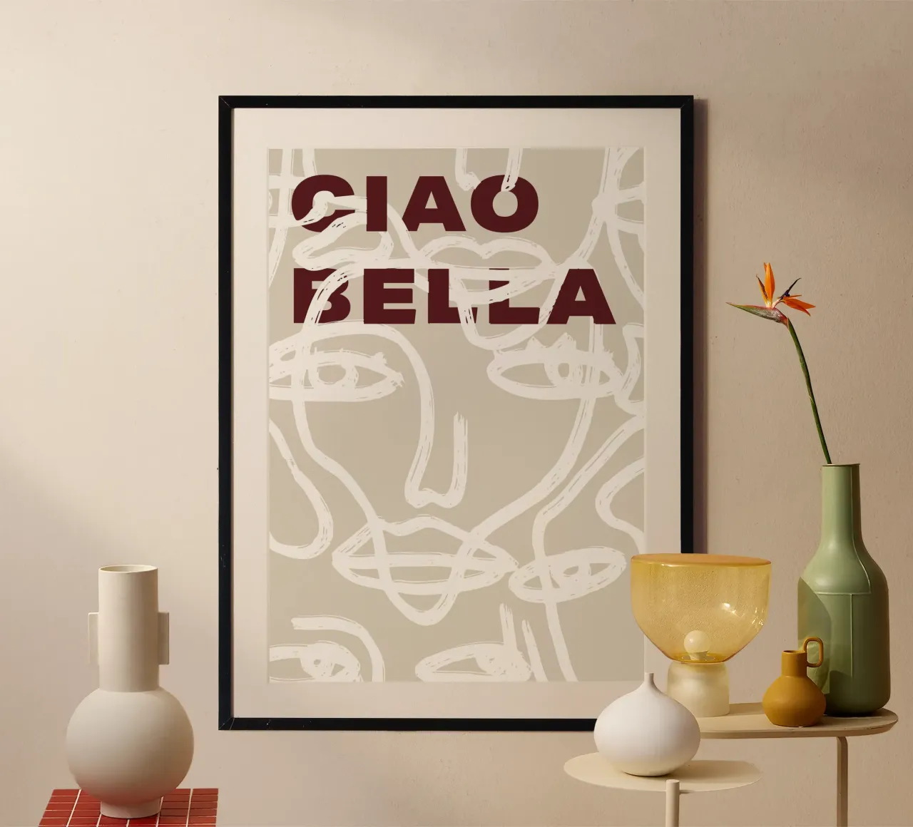 Ciao Bella - Faces Turn White poster da ni-ja artboutique