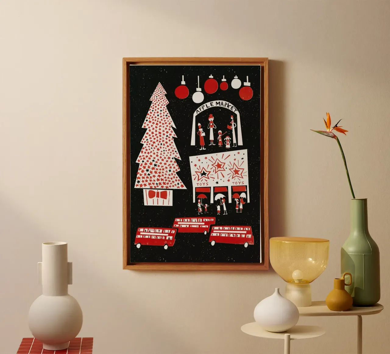 Christmas In London tela con Cornice a cassetta da Fox & Velvet
