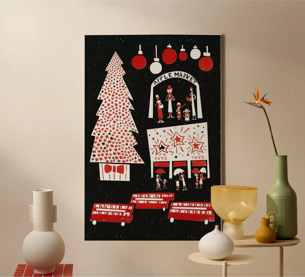 Christmas In London tela con Cornice a cassetta da Fox & Velvet
