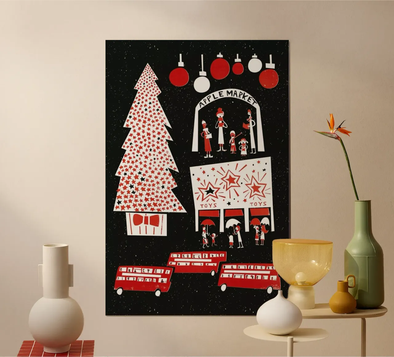 Christmas In London poster con telaio in alluminio da Fox & Velvet