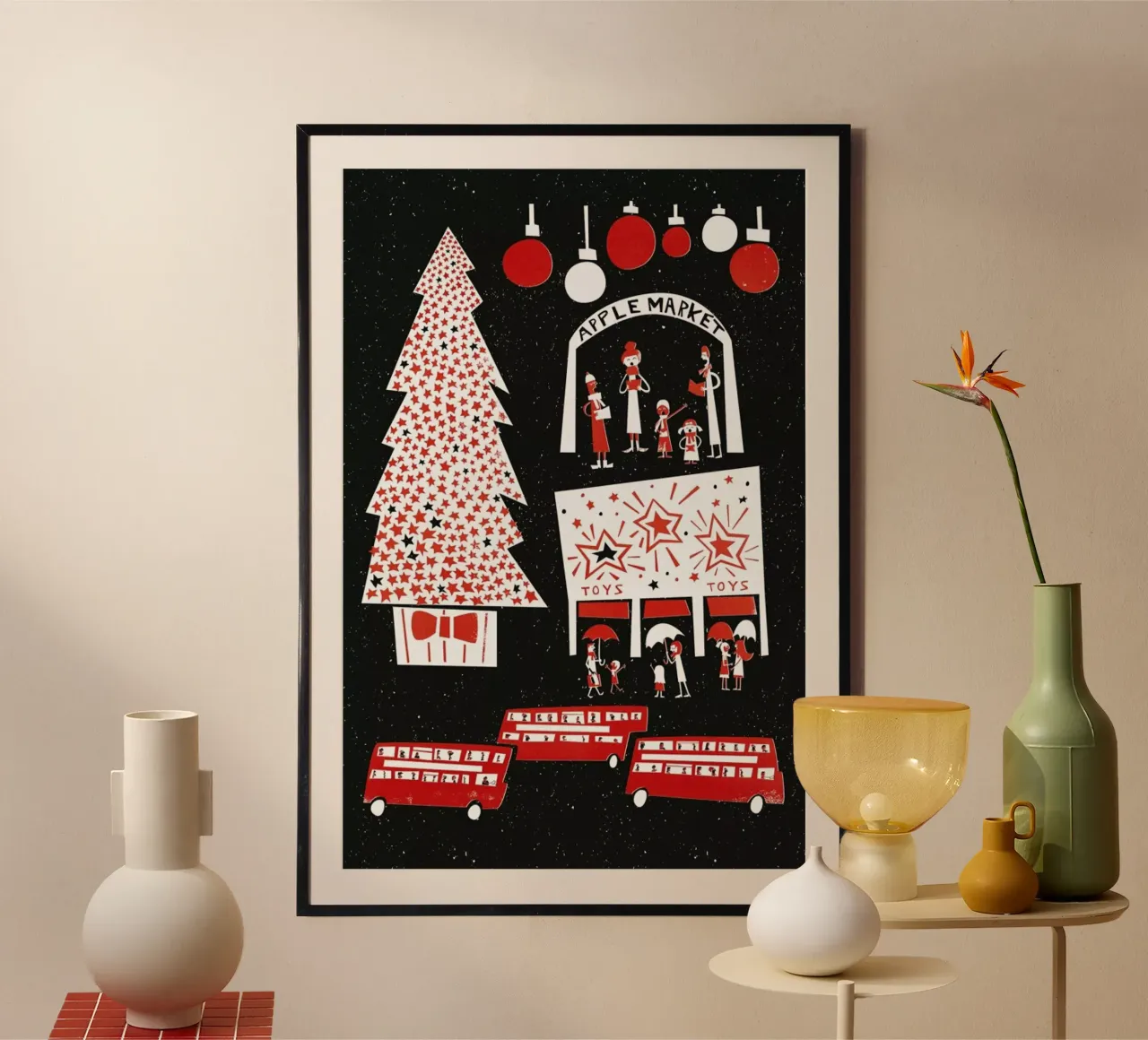 Christmas In London poster con telaio in alluminio da Fox & Velvet