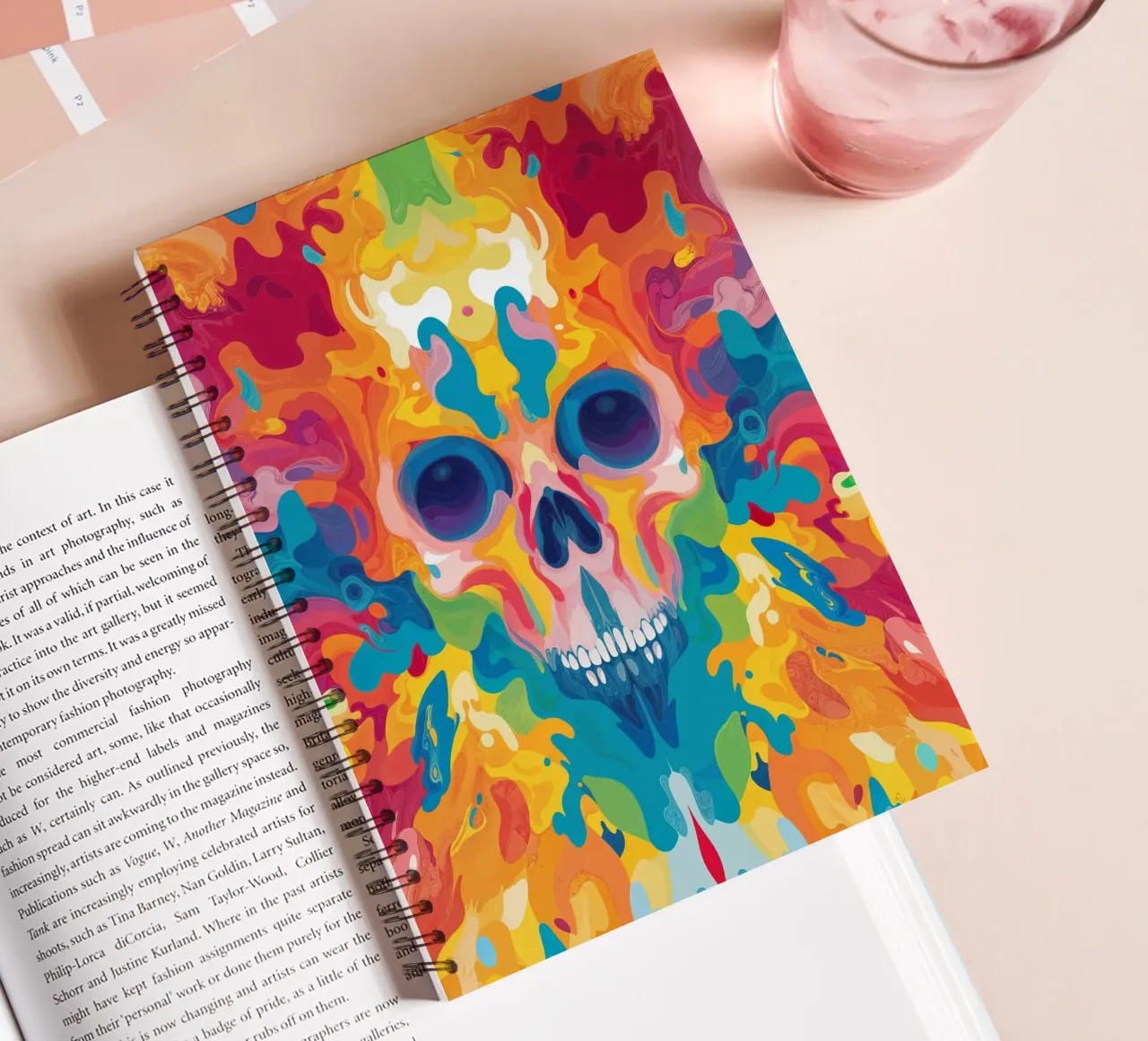 Colorful Psychedelic Skull Pattern spiral notebook by Autofocus
