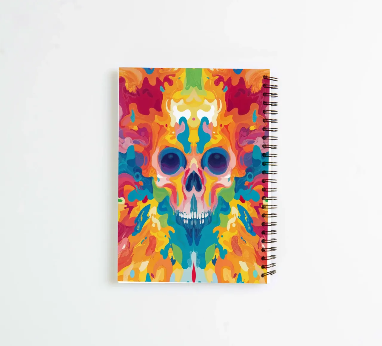 Colorful Psychedelic Skull Pattern spiral notebook by Autofocus