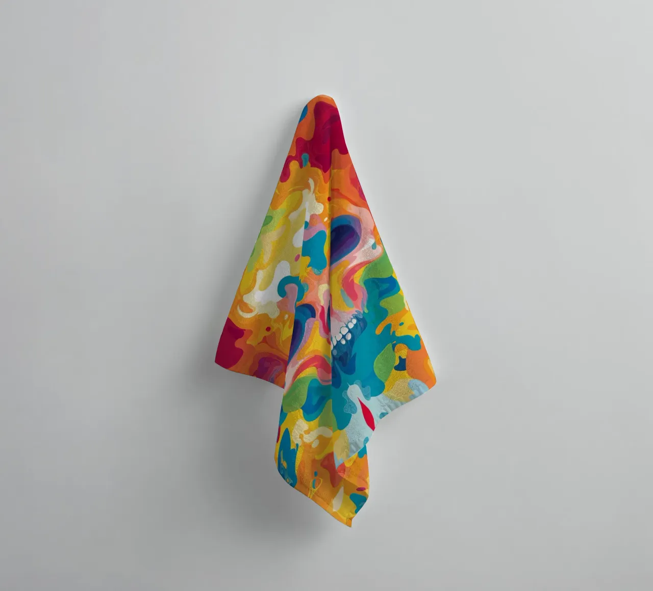 Colorful Psychedelic Skull Pattern asciugamano da bagno da Autofocus