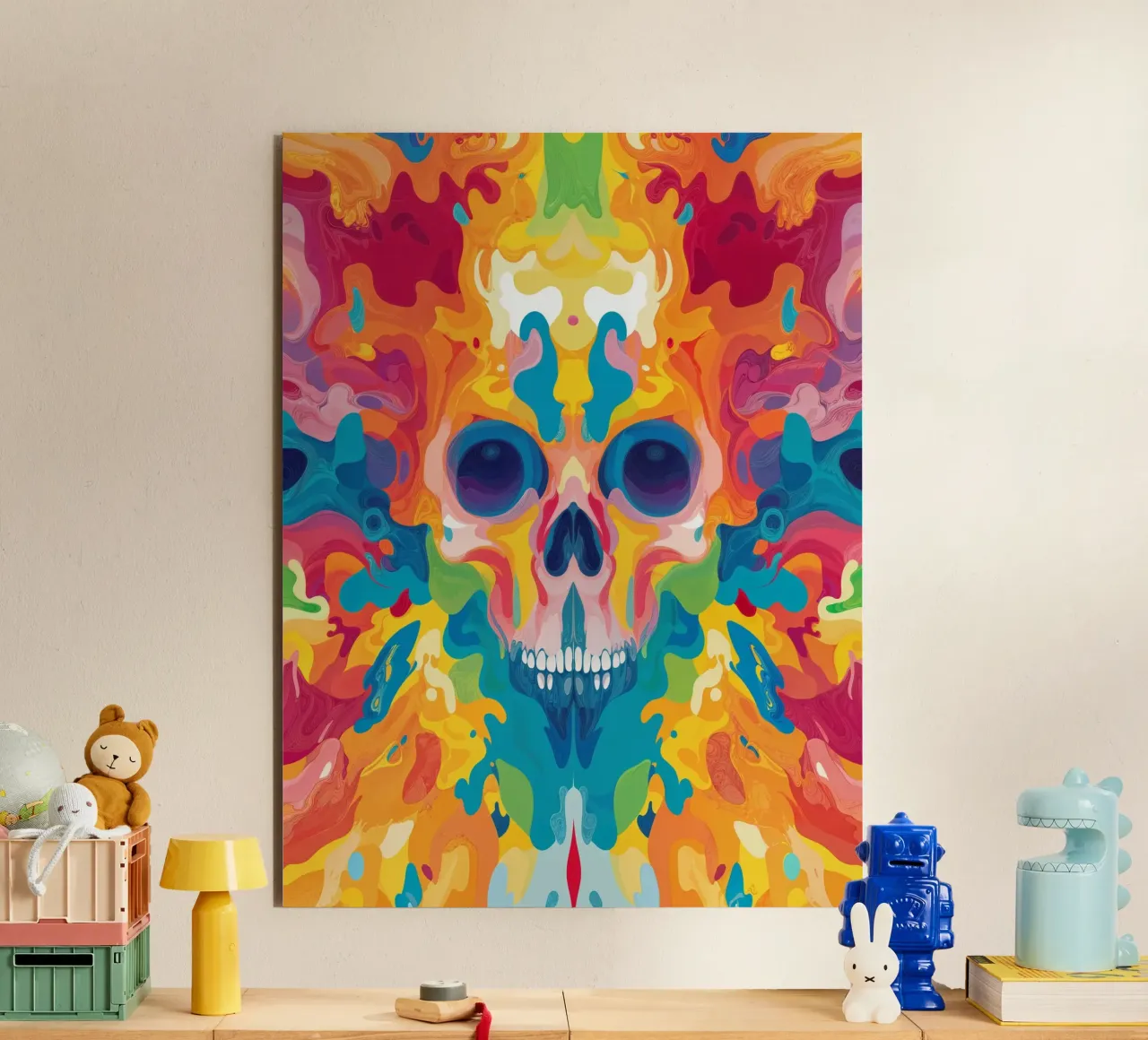 Colorful Psychedelic Skull Pattern alluminio dibond da Autofocus