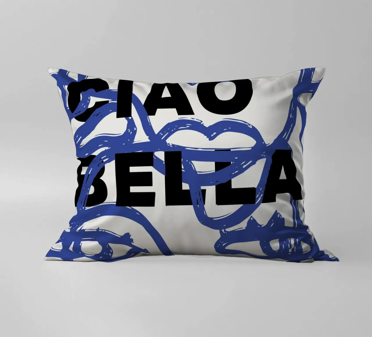 Ciao Bella - Faces Turn Blue decorative cushion by ni-ja artboutique