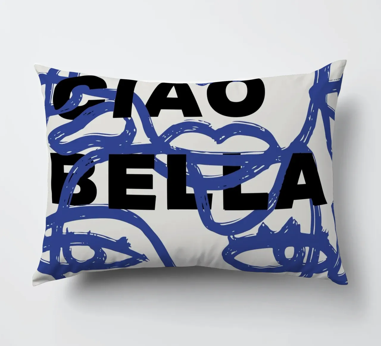 Ciao Bella - Faces Turn Blue decorative cushion by ni-ja artboutique