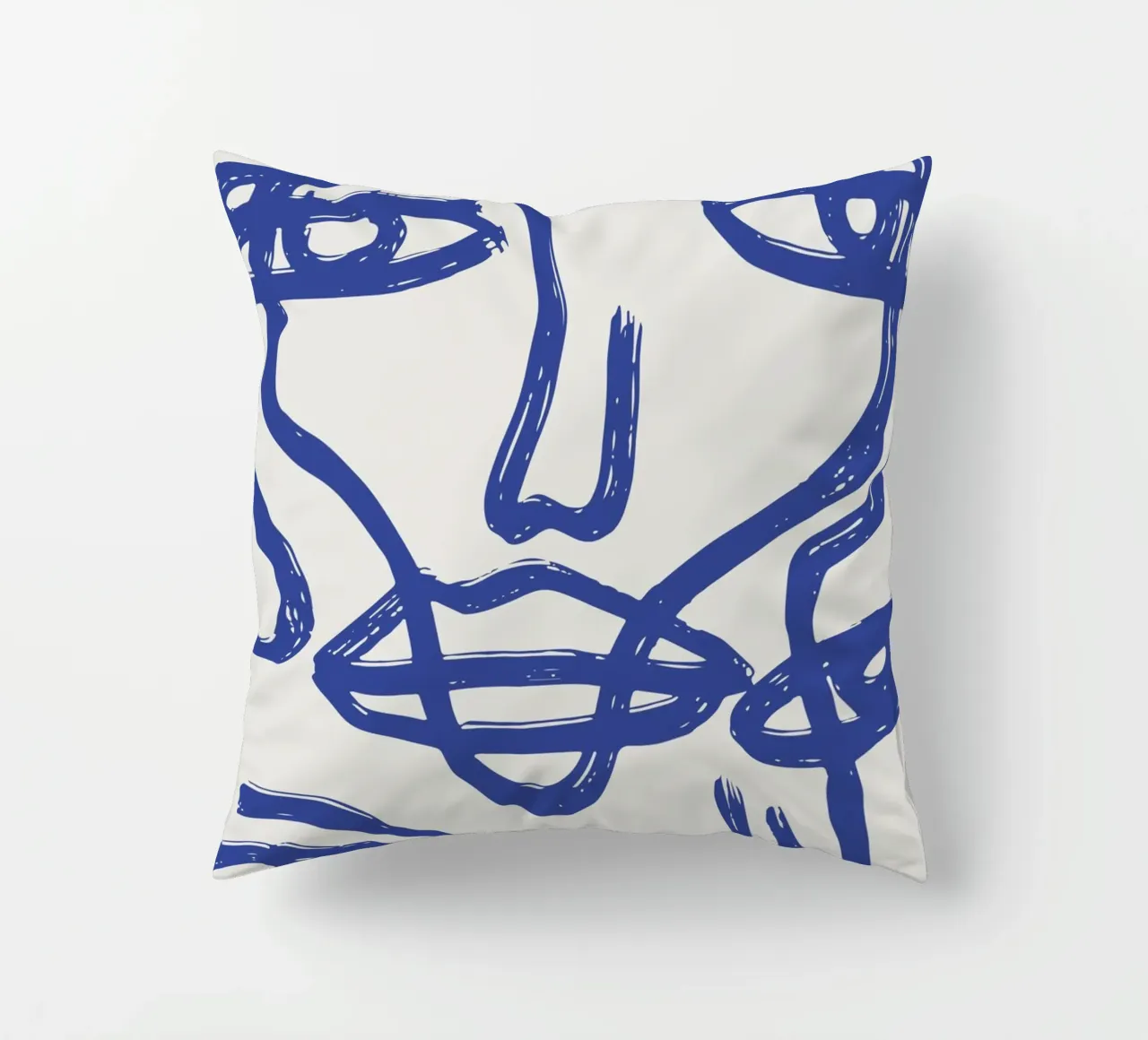 Ciao Bella - Faces Turn Blue decorative cushion by ni-ja artboutique