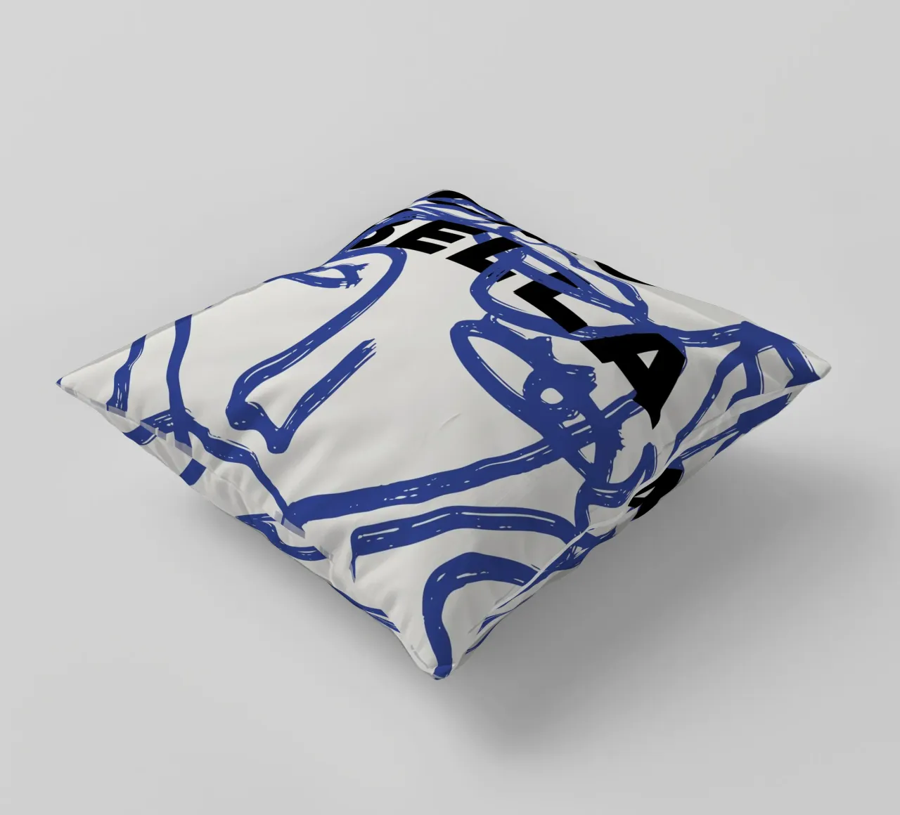 Ciao Bella - Faces Turn Blue decorative cushion by ni-ja artboutique