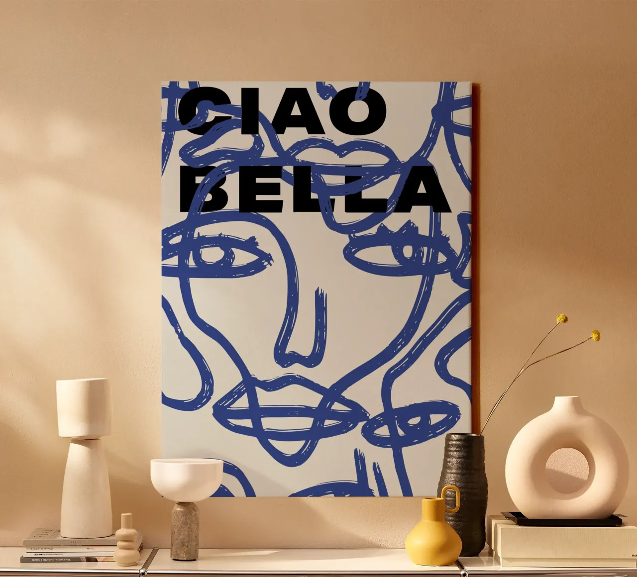 Ciao Bella - Faces Turn Blue tela con Cornice a cassetta da ni-ja artboutique