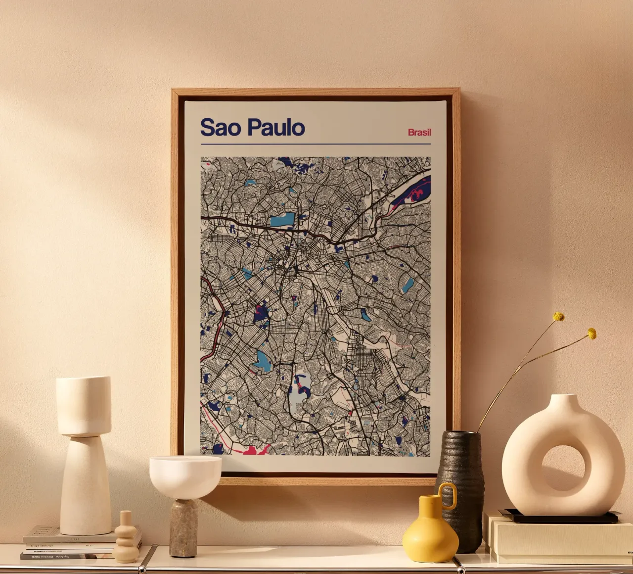 São Paulo Vibes canvas met Baklijst van MOOODZART