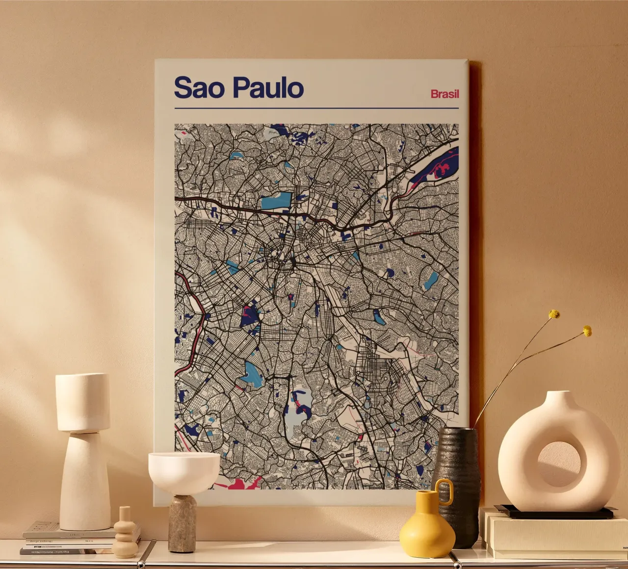 São Paulo Vibes canvas met Baklijst van MOOODZART