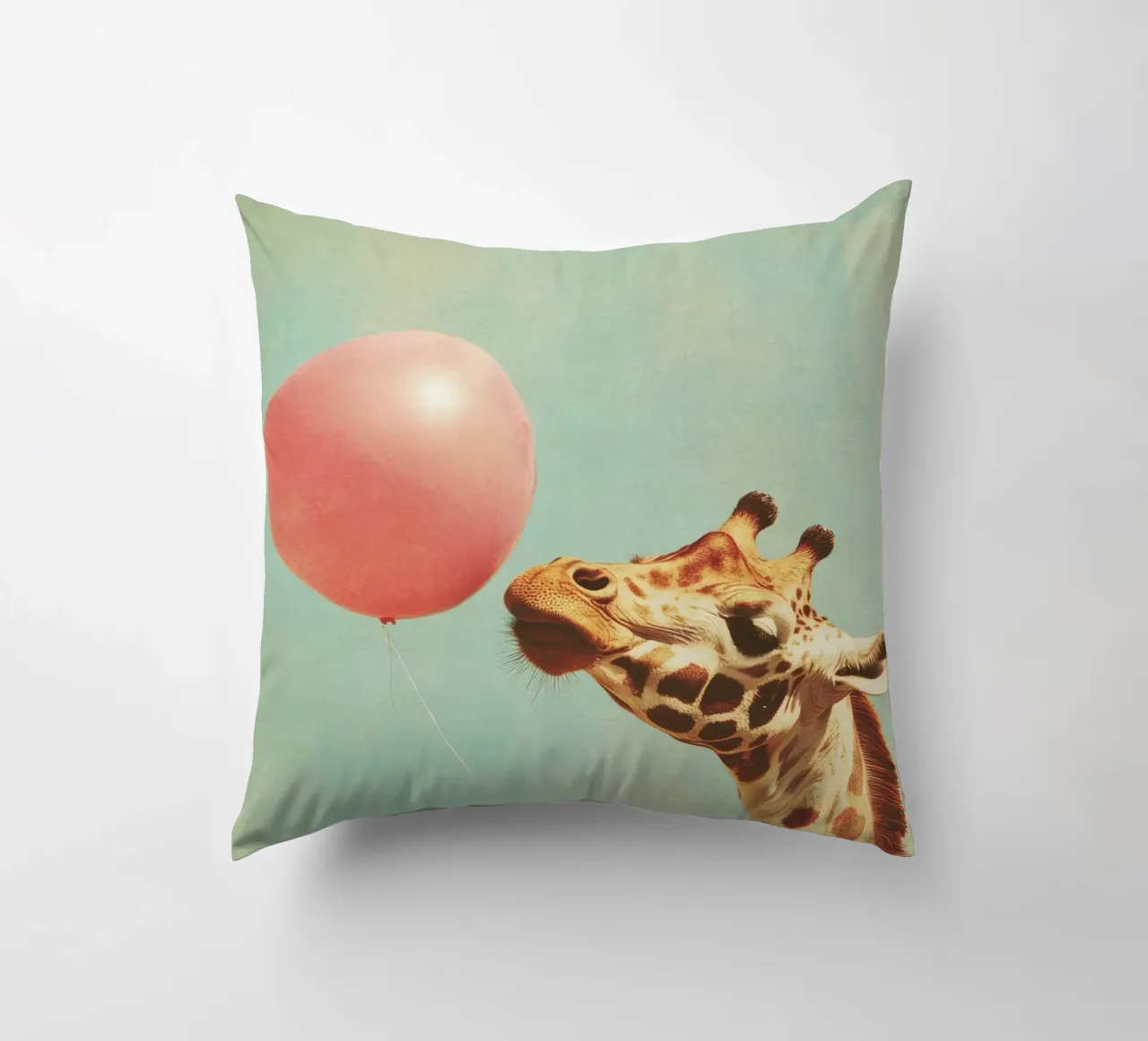 Giraffe with balloon decorative cushion by Imagine