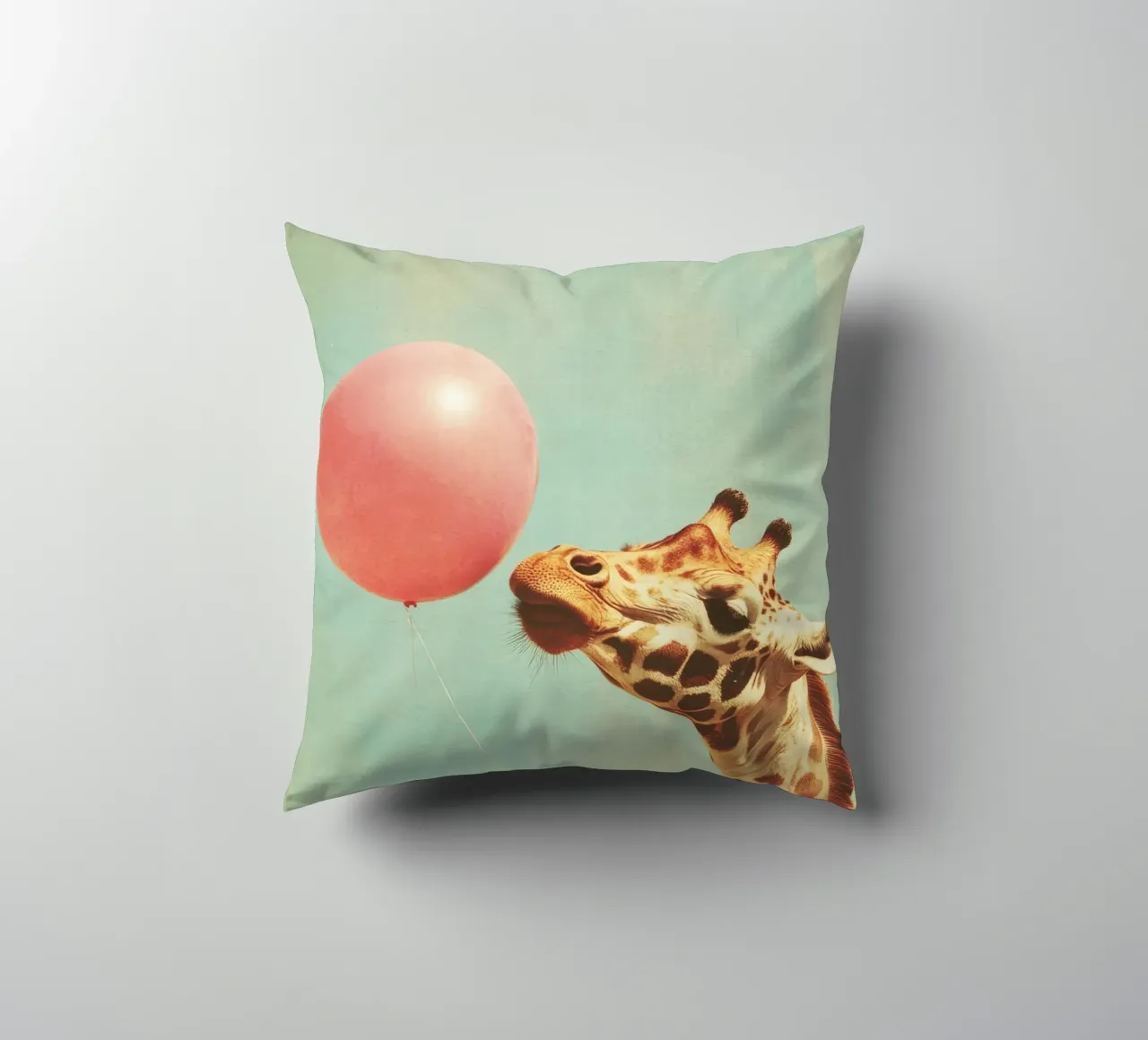 Giraffe with balloon decorative cushion by Imagine