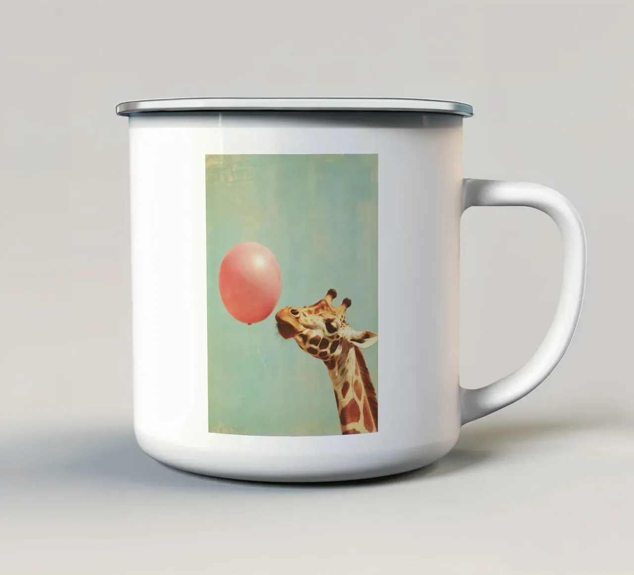 Giraffa con palloncino tazza in smalto da Imagine