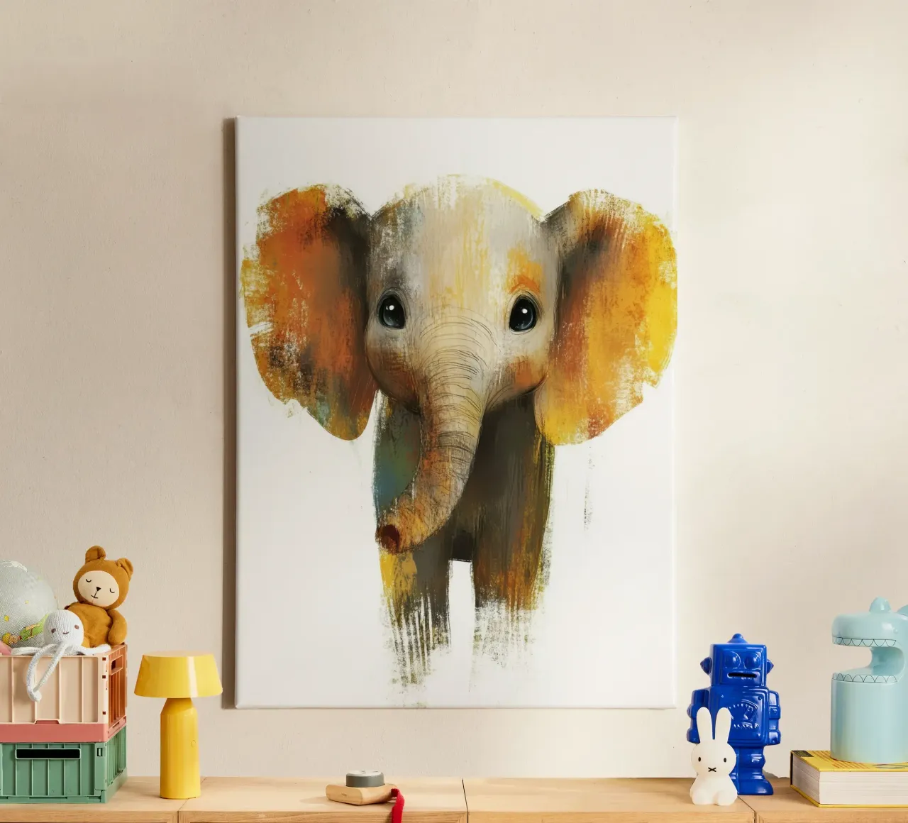 Elephant for nursery canvas with Floater frame by Imagine