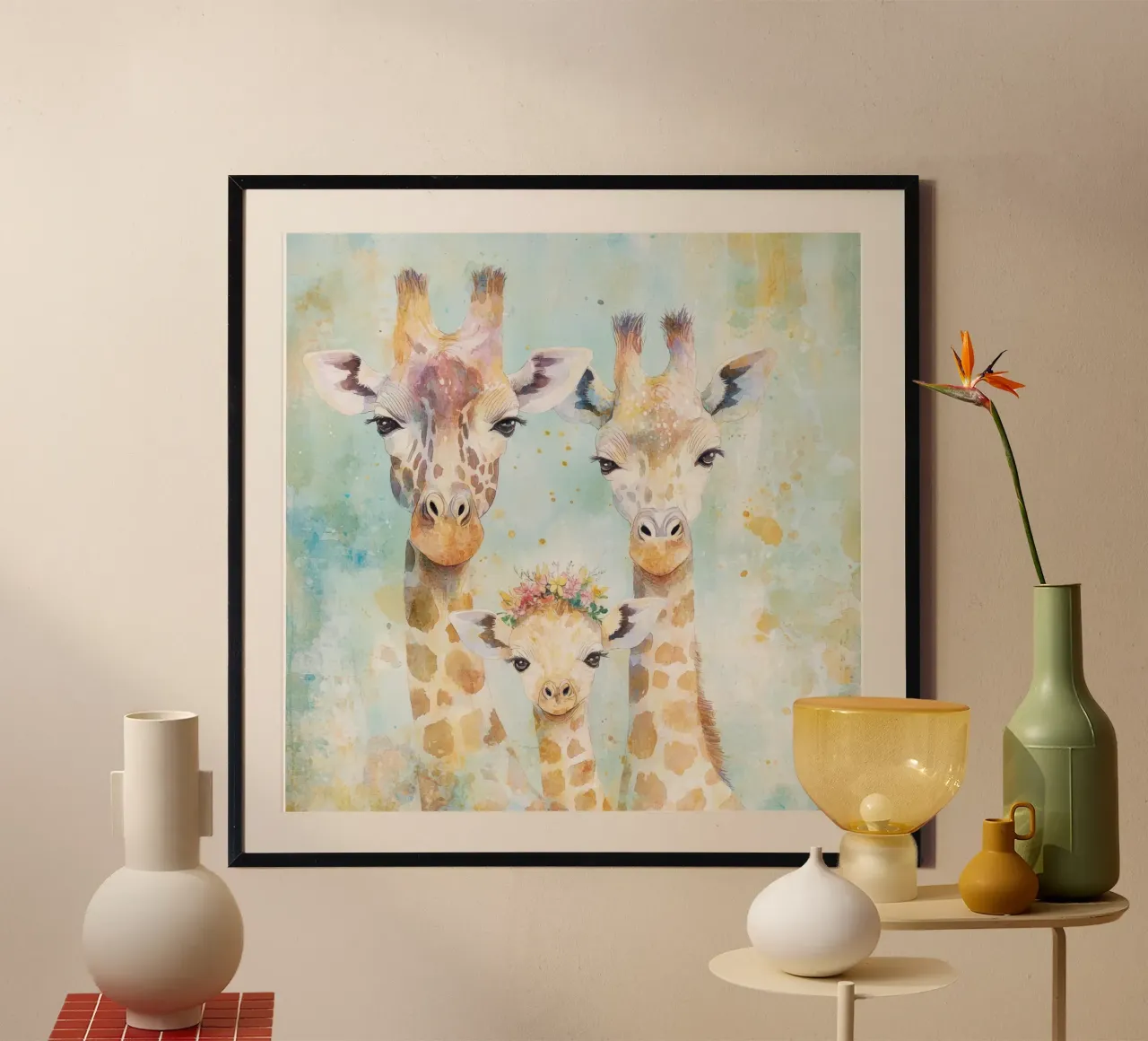 Giraffa per la camera dei bambini carta hahnemühle da Imagine