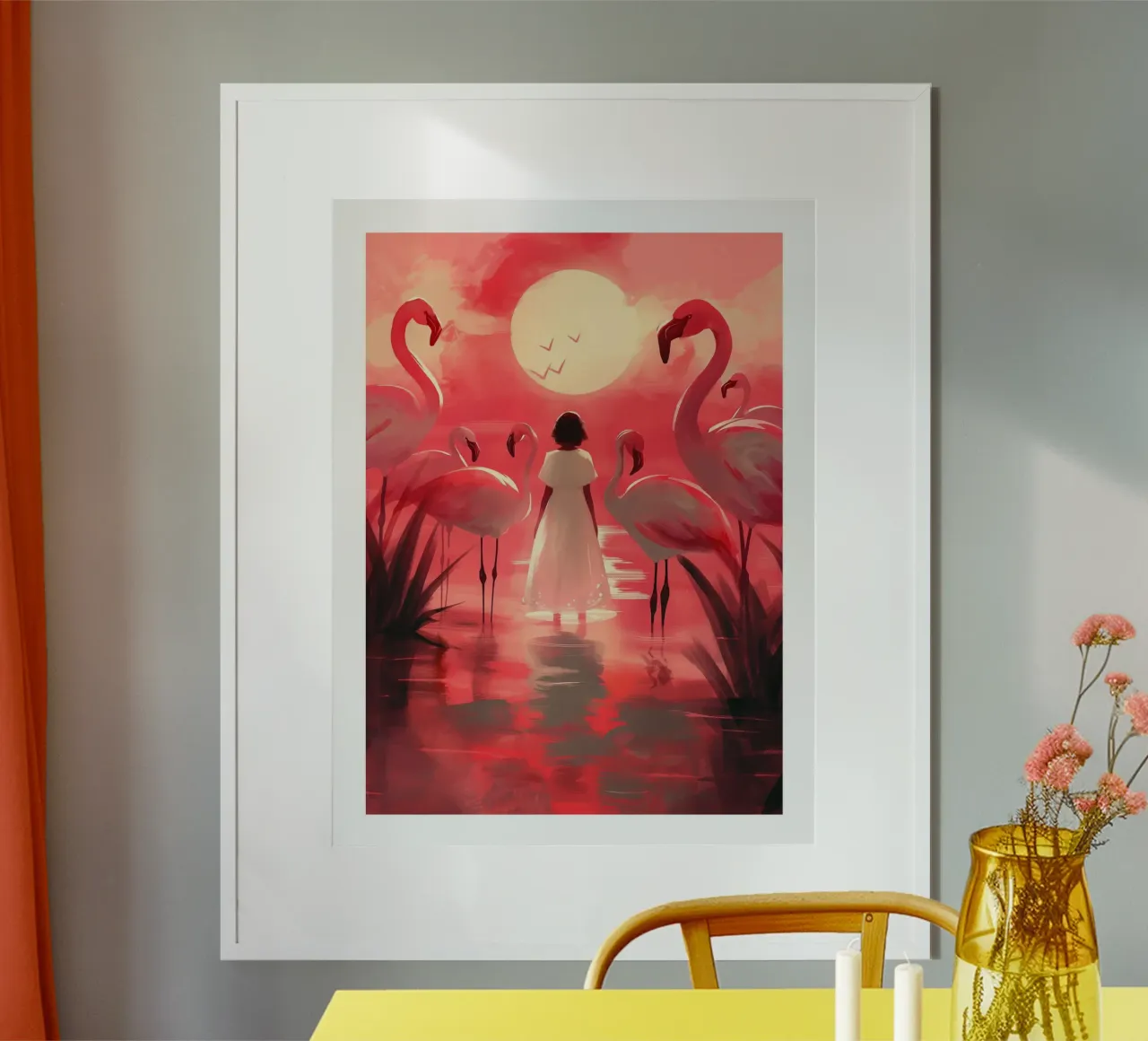 Flamingos in der Abenddämmerung Poster von DWA