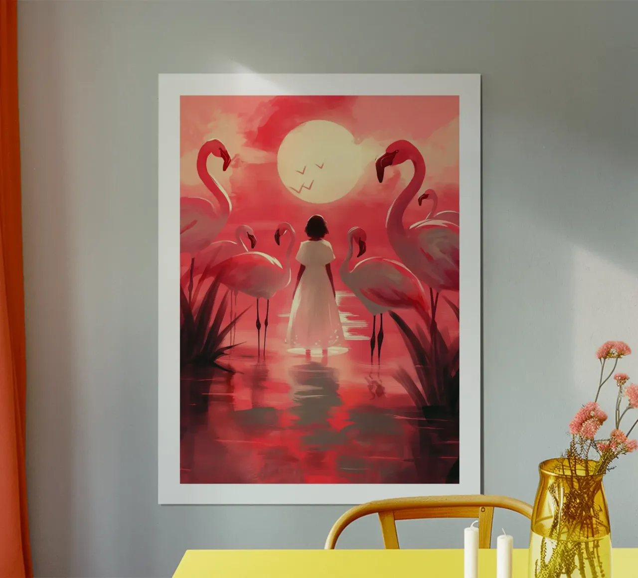 Flamingos in der Abenddämmerung Poster von DWA