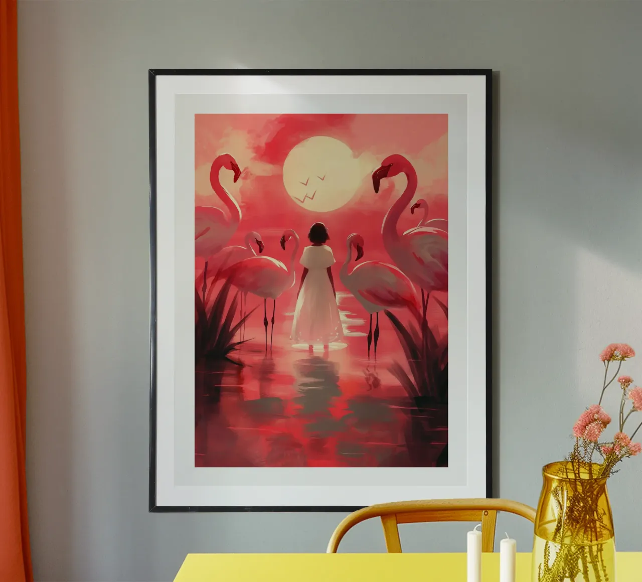 Flamingos in der Abenddämmerung Poster von DWA