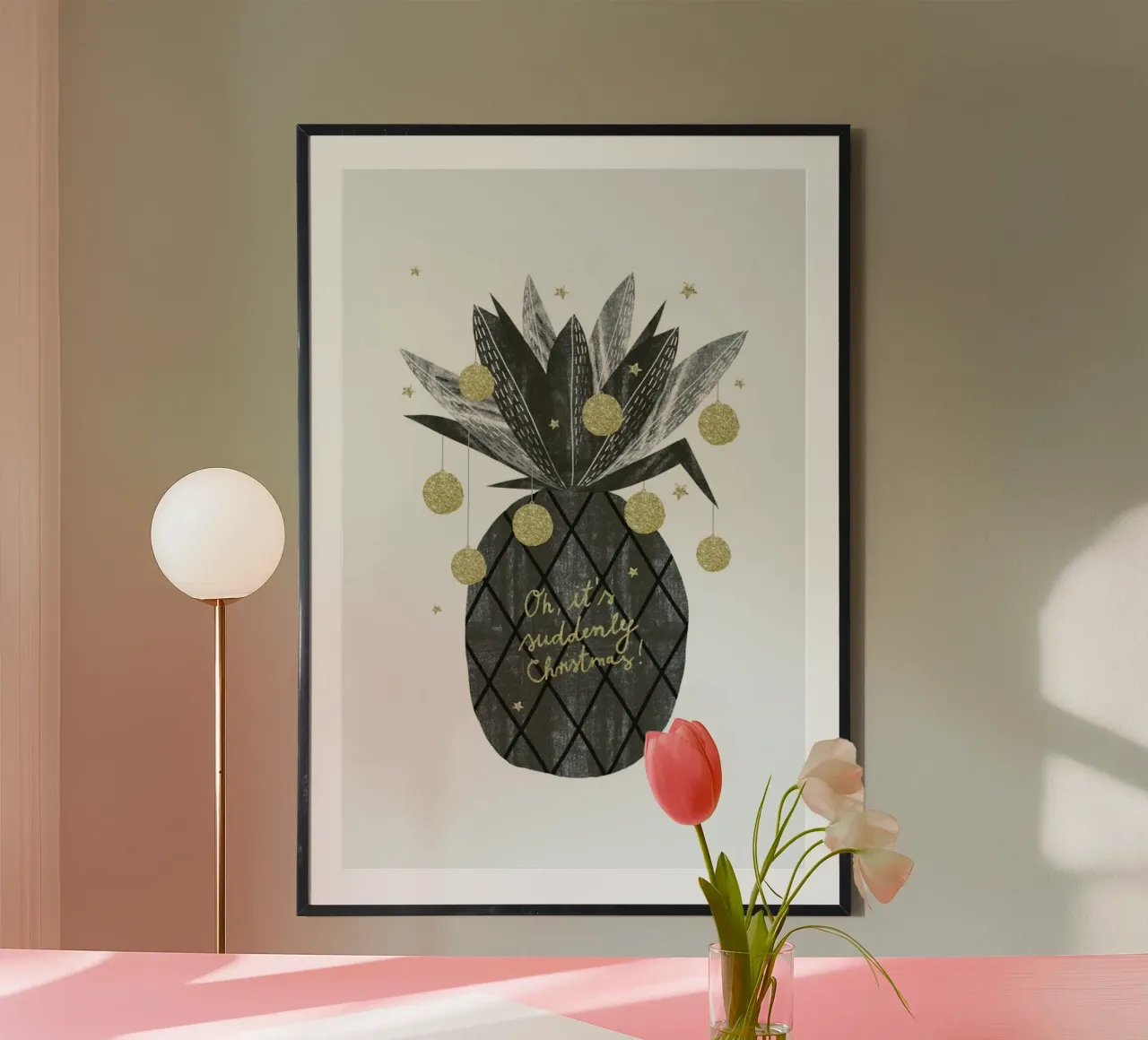 Suddenly Christmas poster con telaio in legno da typealive