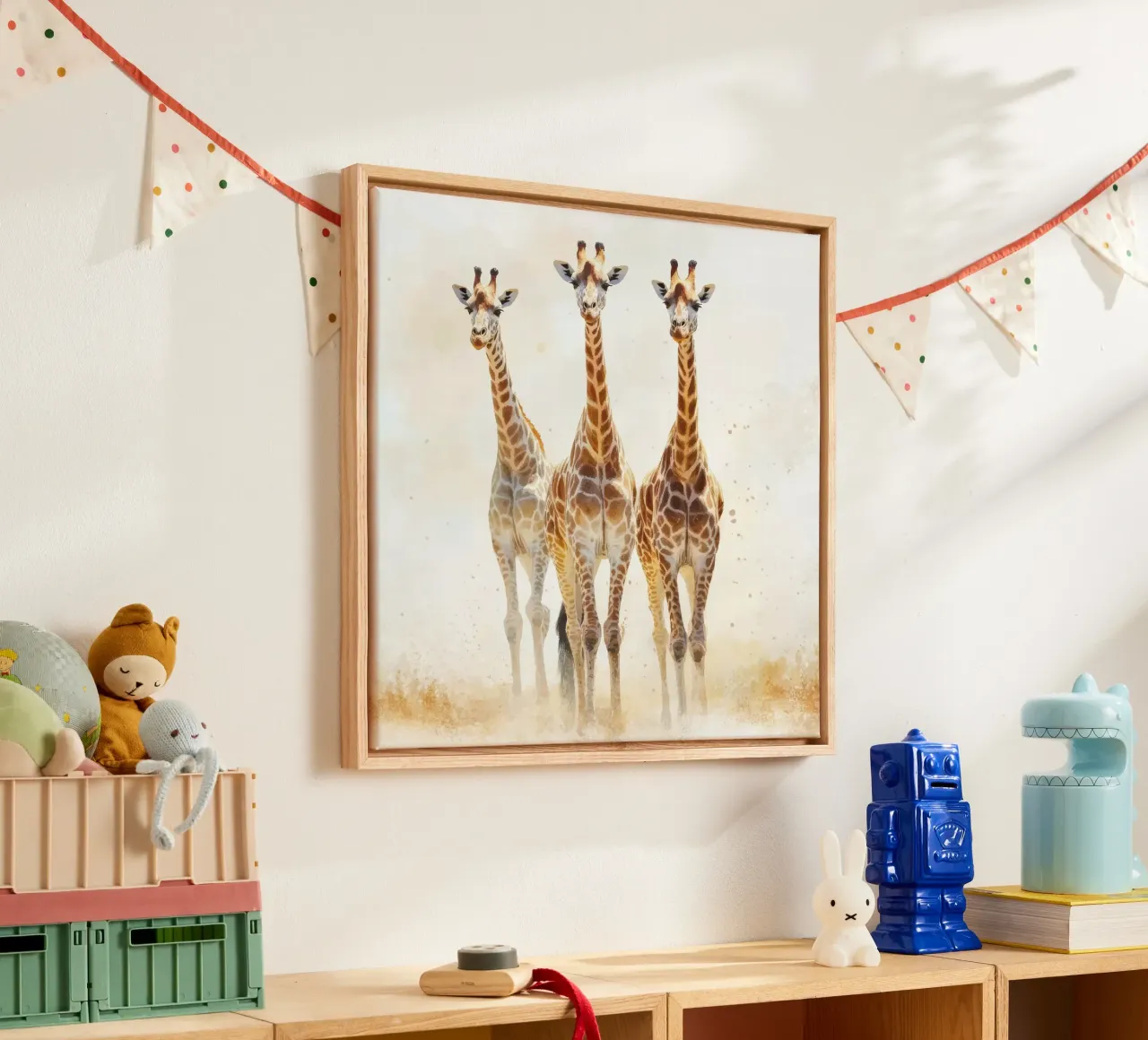 Giraffa per la camera dei bambini tela con Cornice a cassetta da Imagine