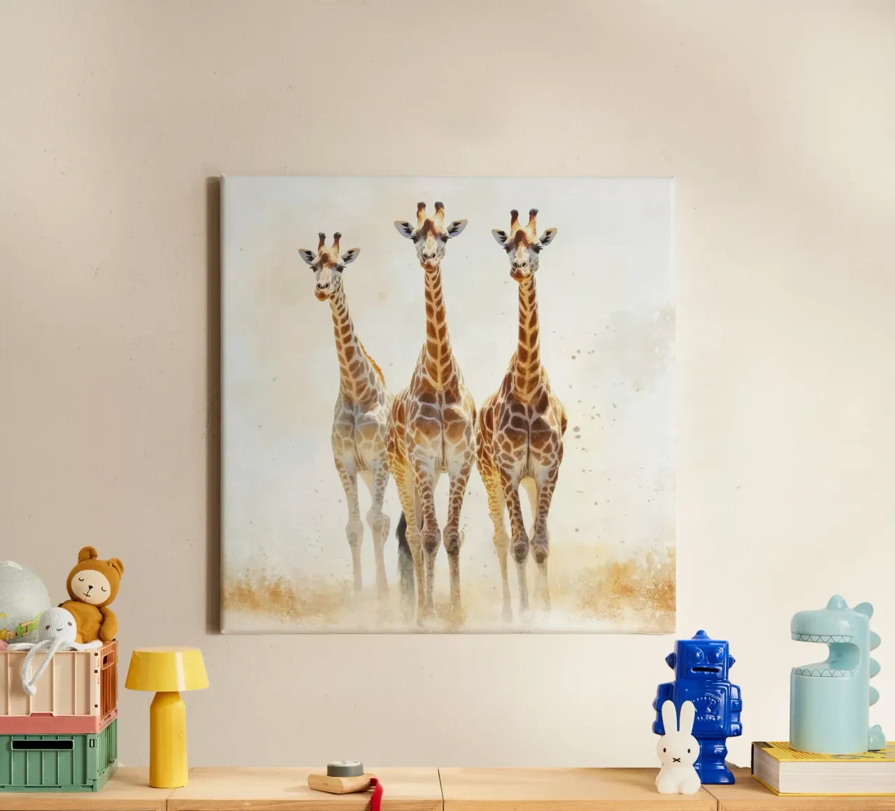 Giraffa per la camera dei bambini tela con Cornice a cassetta da Imagine