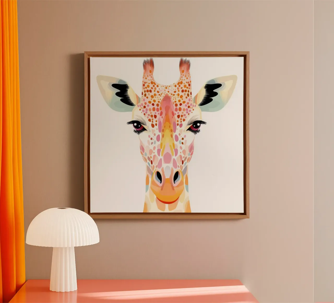 Giraffa per la camera dei bambini tela con Cornice a cassetta da Imagine