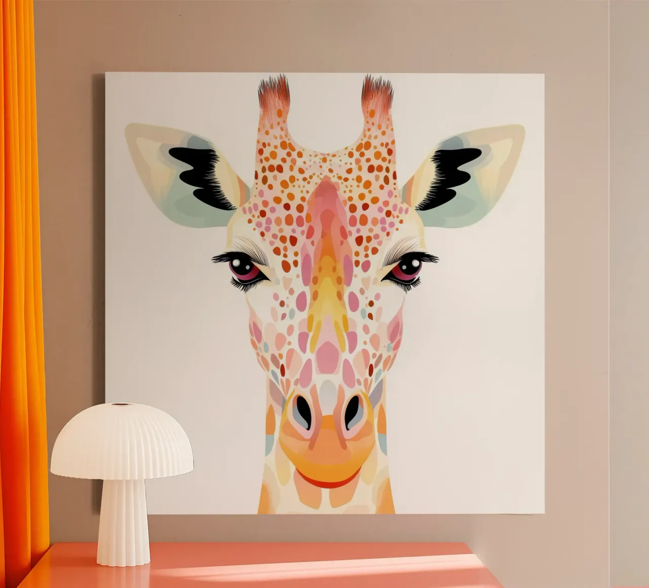 Giraffa per la camera dei bambini tela con Cornice a cassetta da Imagine