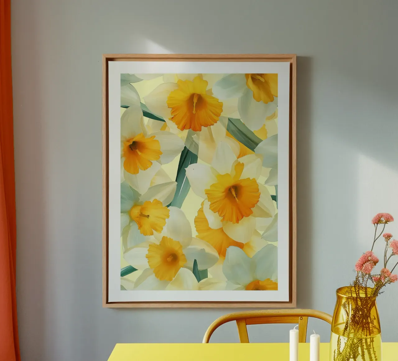 Fiori di narciso tela con Cornice a cassetta da DWA