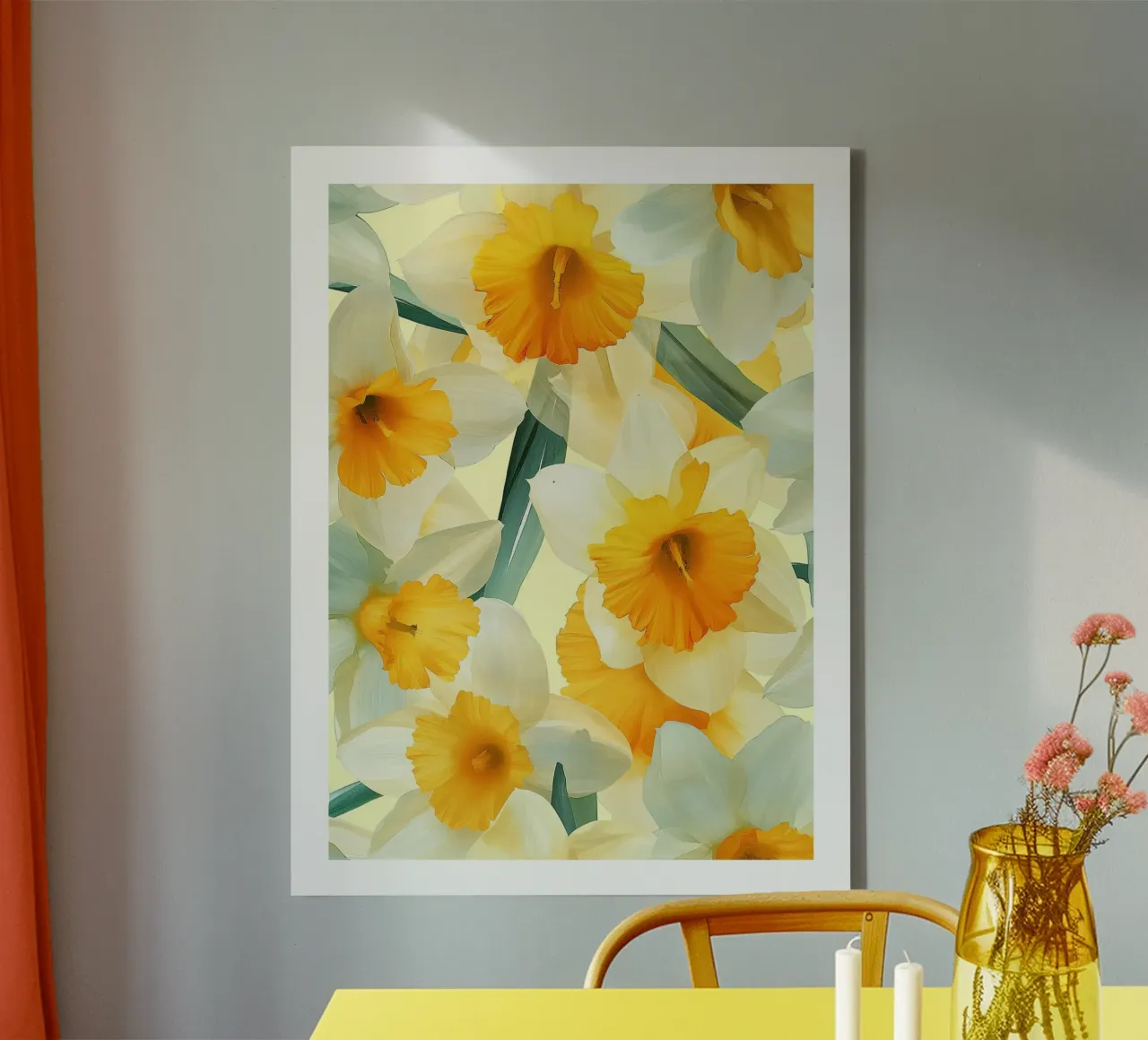 Fiori di narciso tela con Cornice a cassetta da DWA