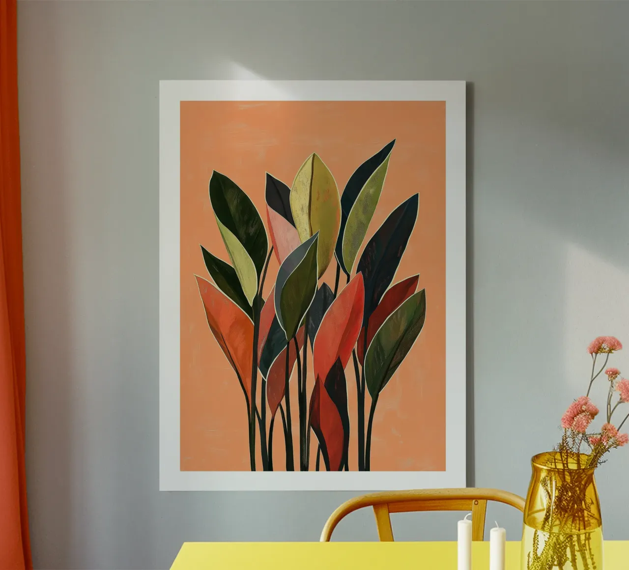 Trillende bladeren canvas met Baklijst van DWA